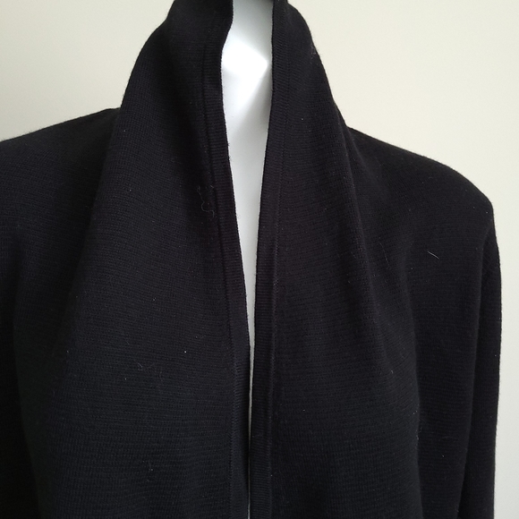Loft Black Cardigan 49% Wool Sweater Small Shrug Open Front Waist Length - Picture 3 of 5
